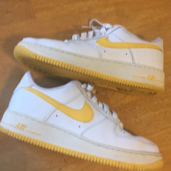 Nike Shoes | Nike Af 82 White With Yellow Swoosh | Poshmark
